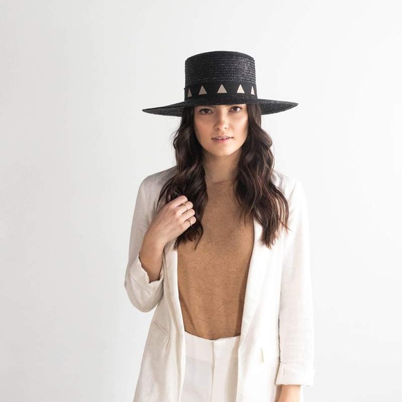 GIGI PIP Black Hat with Tan Details- NWOT main image 6